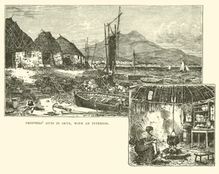 Cabañas de crofters en Skye, con un interior