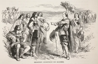 Cromwell dirigiéndose a sus soldados