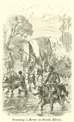 Cruzando un río en Sudáfrica