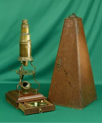 Microscopio tipo Culpeper, inglés, siglo XVIII