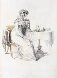 Vestido de día, lámina de moda de Ackermanns Repository of Arts