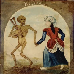 La muerte guiando a una mujer pagana