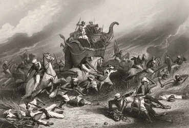 Derrota del ejército de los Peishwas ante Jhansi por el General Rose el 1 de abril de 1858, de 
