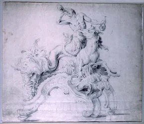 Diseño para un morillo de bronce dorado, diseñado por Lambert-Sigisbert Adam