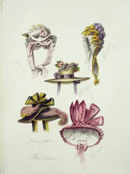 Diseños para sombreros de la Regencia, 1828