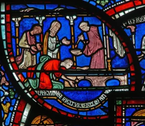 (detalle) de la Ventana del Milagro que representa la historia de Ricardo Sunieve