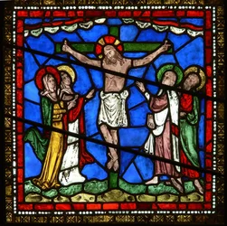 (detalle) de la ventana este de la Capilla de la Trinidad que representa la Crucifixión
