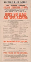 Cartel de Dickens: Not So Bad As We Seem en Lecture Hall, Derby, programa para el 25 de agosto de 1852