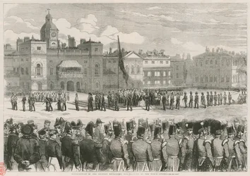 Distribución de las medallas de Crimea por Su Majestad en los Horse Guards