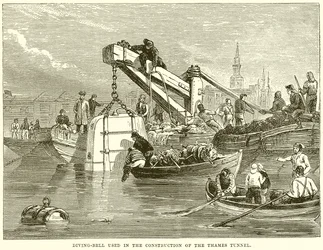 Campana de buceo utilizada en la construcción del túnel del Támesis