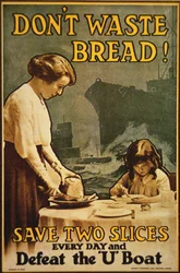 "No desperdicies pan", cartel de la Primera Guerra Mundial