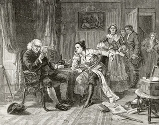 Dr. Samuel Johnson leyendo el manuscrito de 