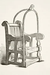 Silla de inmersión utilizada en el siglo XV, de «The National and Domestic History of England» de William Hickman Smith Aubrey (1858-1916), publicada en Londres, hacia 1890