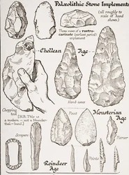 Primeras herramientas de piedra, ilustración de 
