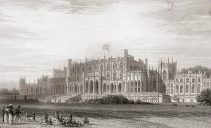 Eaton Hall, Cheshire, Inglaterra, a principios del siglo XIX. De Churton