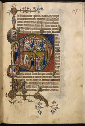 Egerton MS 3277, f.123r, Gran inicial historiada 