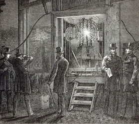 Aparato eléctrico para la Torre del Reloj, Casas del Parlamento de The Illustrated London News, 16 de agosto de 1873