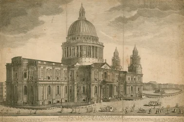 Elevación y perspectiva de la Catedral de San Pablo, Londres