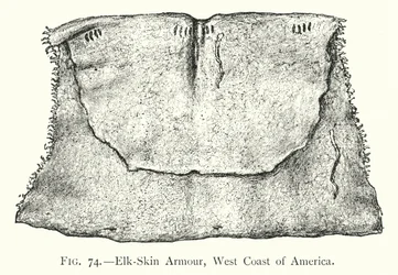Armadura de piel de alce, costa oeste de América (litografía)