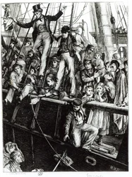 Emigrantes dejando la Vieja Inglaterra, de la revista The Graphic, 18 de diciembre de 1869