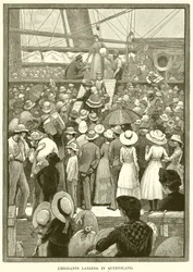 Emigrantes desembarcando en Queensland