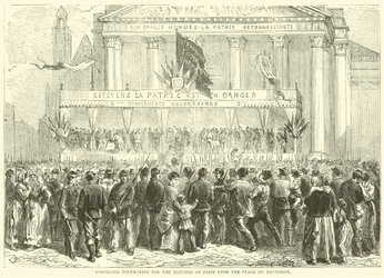 Inscripción de voluntarios para la defensa de París en la Place du Pantheon, octubre de 1870