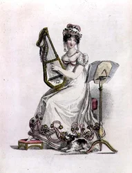 Vestido de tarde/ópera, lámina de moda de Ackermann