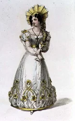 Vestido de noche, lámina de moda de Ackermann