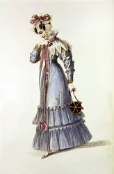 Vestido de noche, lámina de moda de Ackermann
