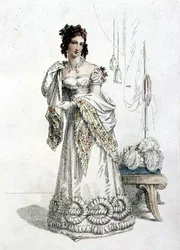 Vestido de noche, lámina de moda de Ackermann