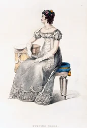 Vestido de noche, lámina de moda de Ackermanns Repository of Arts