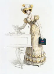 Vestido de noche, lámina de moda de Ackermanns Repository of Arts