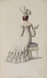 Vestido de noche, lámina de moda de Ackermanns Repository of Arts