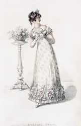 Vestido de noche, lámina de moda de Ackermanns Repository of Arts