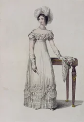 Vestido de noche, lámina de moda de Ackermanns Repository of Arts