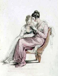 Vestido de tarde o de gala, lámina de moda de Ackermann