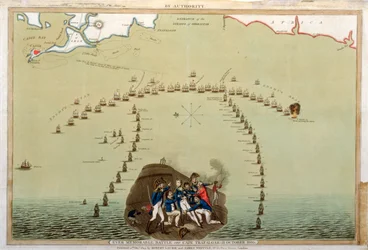 Batalla Siempre Memorable frente al Cabo Trafalgar, 21 de octubre de 1805, publicado por Laurie & Whittle, 12 de diciembre de 1805