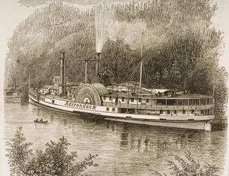 Excursión en barco de vapor en el río Hudson, c.1870, de 
