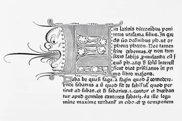 Facsímil de una página del Catholicon, impreso por Johannes Gutenberg, Maguncia, 1460