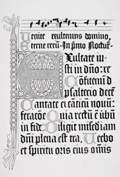Facsímil de una página de un Salterio, impreso por Johann Fust y Petrus Schoiffer, Maguncia, 1459