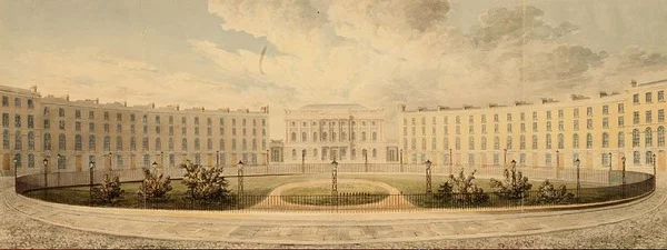 Finsbury Circus mirando hacia el norte hacia London Institution, c.1820