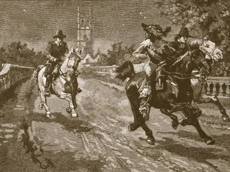 Huida de Carlos de Oxford, ilustración de Cassells Illustrated History of England