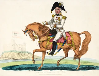 Francisco II, Emperador de Austria, publicado por Richard Evans, grabado por Romney, ilustración de Un relato histórico de la batalla de Waterloo por William Mudford, 1816