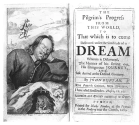 Portada de El progreso del peregrino de John Bunyan (1628-88) publicado en 1680