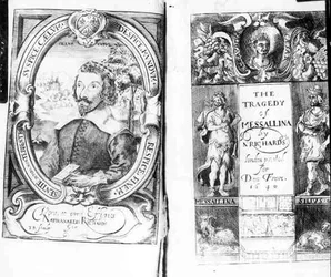 Portada de La tragedia de Mesalina por Nathanael Richards (fl.1630-40), publicada en 1640