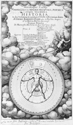 Frontispicio de Utriusque Cosmi Historia por Robert Fludd (1574-1637) volumen I, publicado por Oppenheim 1617