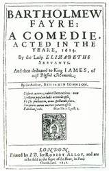 Frontispicio de Bartholomew Fayre: A Comedie por Benjamin Jonson, 1631