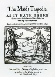 Frontispicio de The Maids Tragedy por Sir Francis Beaumont y John Fletcher, 1622