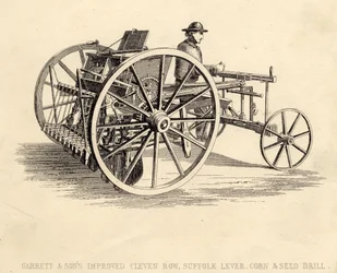 Garrett y Sons Mejorado Cleven Row Suffolk Taladro de Maíz y Semillas