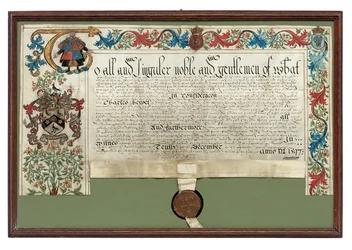 Concesión de armas a Charles Hewitt, 1597